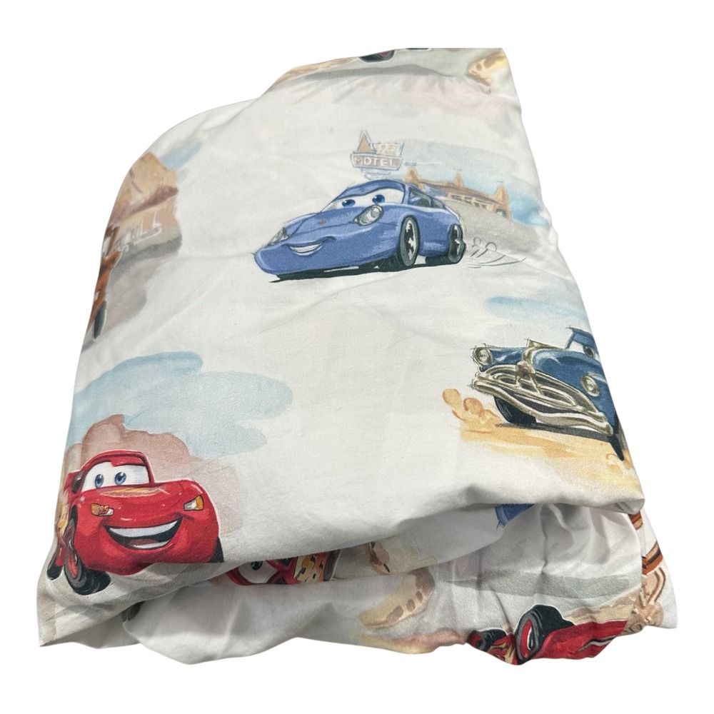 Pottery Barn Kids Disney Pixar Cars Organic Cotton Full Fitted Sheet White